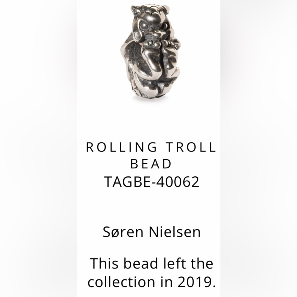 Trollbeads Silver Rolling Troll Bead-Retired